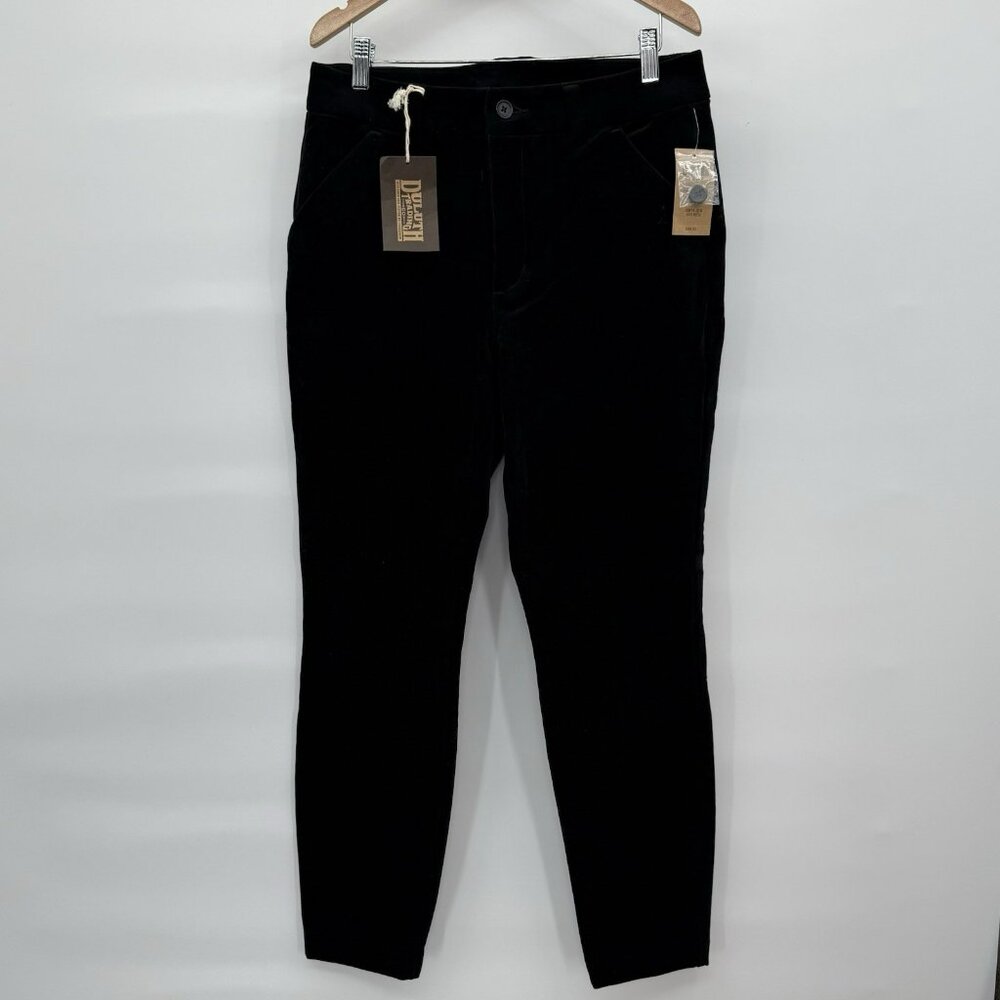 Duluth Trading Co Corduroy High Rise Skinny Ankle Pant Womens 10 Black NWT